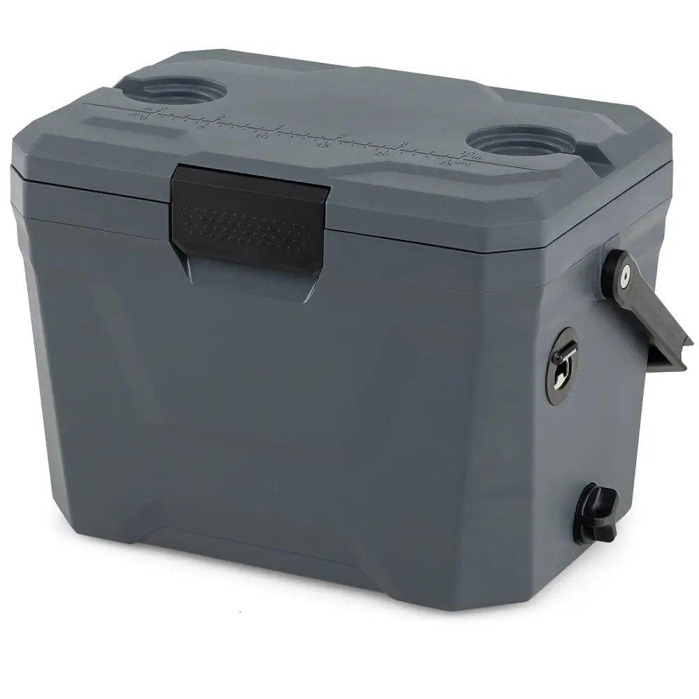 Insulated Portable Cooler Hard Shell Ice Chest with 2 Cup Holders-Gray - Gray - Coolers