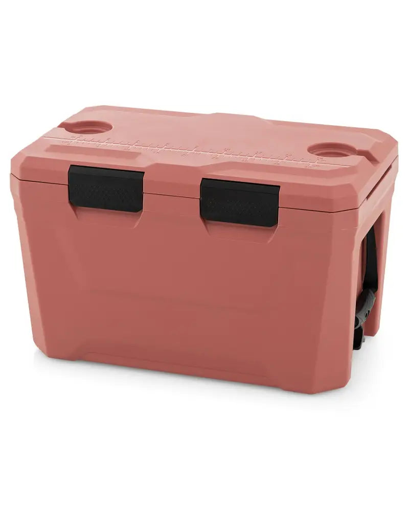 Insulated Portable Cooler Hard Shell Ice Chest with 2 Cup Holders Bottle Opener and Drain Plug-Pink - Pink - Coolers