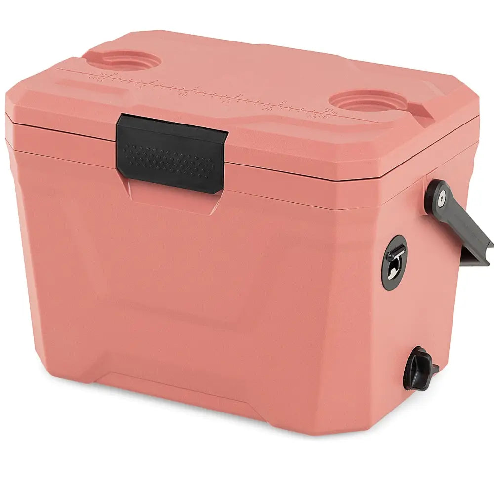 Insulated Portable Cooler Hard Shell Ice Chest with 2 Cup Holders-Pink - Pink - Coolers