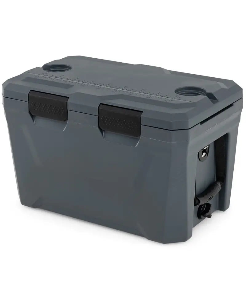Insulated Portable Cooler Hard Shell Ice Chest with 2 Cup Holders Bottle Opener and Drain Plug-Gray - Gray - Coolers