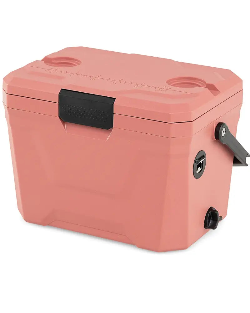 Insulated Portable Cooler Hard Shell Ice Chest with 2 Cup Holders-Pink - Pink - Coolers