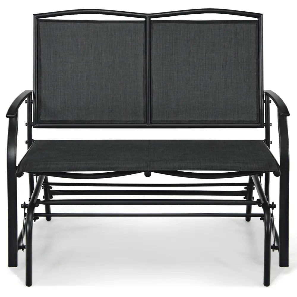 Iron Patio Rocking Chair for Outdoor Backyard and Lawn-Black - Black - Patio Rocking Chairs & Gliders