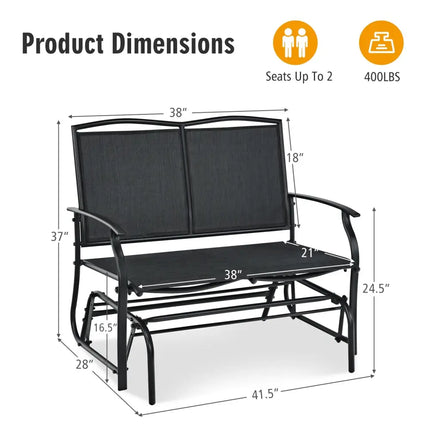 Iron Patio Rocking Chair for Outdoor Backyard and Lawn-Black - Black - Patio Rocking Chairs & Gliders