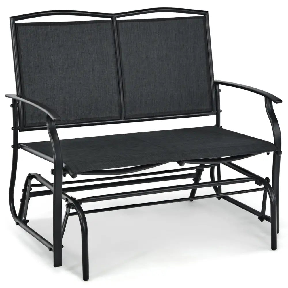 Iron Patio Rocking Chair for Outdoor Backyard and Lawn-Black - Black - Patio Rocking Chairs & Gliders