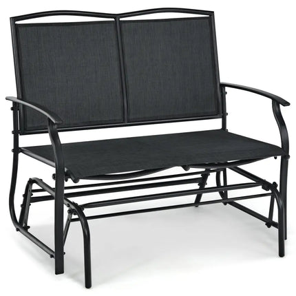 Iron Patio Rocking Chair for Outdoor Backyard and Lawn-Black - Black - Patio Rocking Chairs & Gliders