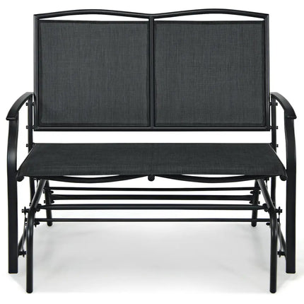 Iron Patio Rocking Chair for Outdoor Backyard and Lawn-Black - Black - Patio Rocking Chairs & Gliders