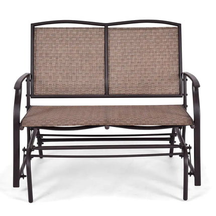 Iron Patio Rocking Chair for Outdoor Backyard and Lawn - Brown - Patio Rocking Chairs & Gliders