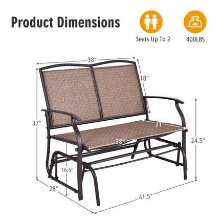 Iron Patio Rocking Chair for Outdoor Backyard and Lawn - Brown - Patio Rocking Chairs & Gliders