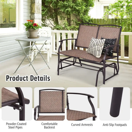 Iron Patio Rocking Chair for Outdoor Backyard and Lawn - Brown - Patio Rocking Chairs & Gliders