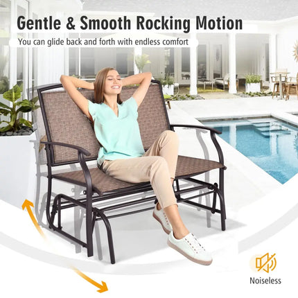 Iron Patio Rocking Chair for Outdoor Backyard and Lawn - Brown - Patio Rocking Chairs & Gliders