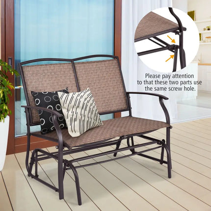Iron Patio Rocking Chair for Outdoor Backyard and Lawn - Brown - Patio Rocking Chairs & Gliders