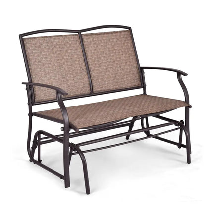 Iron Patio Rocking Chair for Outdoor Backyard and Lawn - Brown - Patio Rocking Chairs & Gliders