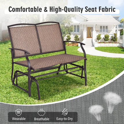 Iron Patio Rocking Chair for Outdoor Backyard and Lawn - Brown - Patio Rocking Chairs & Gliders