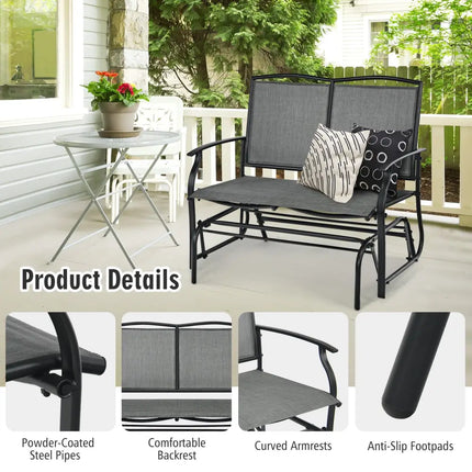 Iron Patio Rocking Chair for Outdoor Backyard and Lawn-Gray - Gray - Patio Rocking Chairs & Gliders