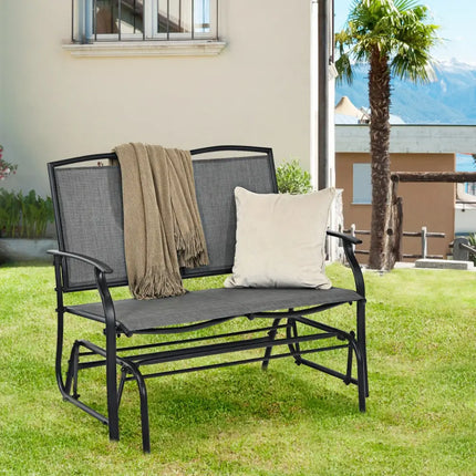 Iron Patio Rocking Chair for Outdoor Backyard and Lawn-Gray - Gray - Patio Rocking Chairs & Gliders