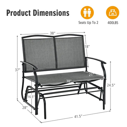 Iron Patio Rocking Chair for Outdoor Backyard and Lawn-Gray - Gray - Patio Rocking Chairs & Gliders