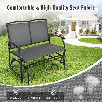 Iron Patio Rocking Chair for Outdoor Backyard and Lawn-Gray - Gray - Patio Rocking Chairs & Gliders