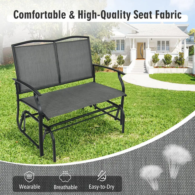 Iron Patio Rocking Chair for Outdoor Backyard and Lawn-Gray - Gray - Patio Rocking Chairs & Gliders