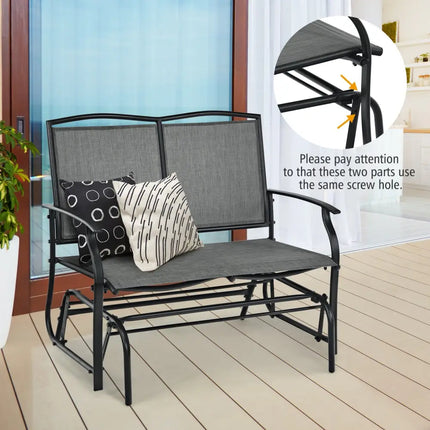 Iron Patio Rocking Chair for Outdoor Backyard and Lawn-Gray - Gray - Patio Rocking Chairs & Gliders