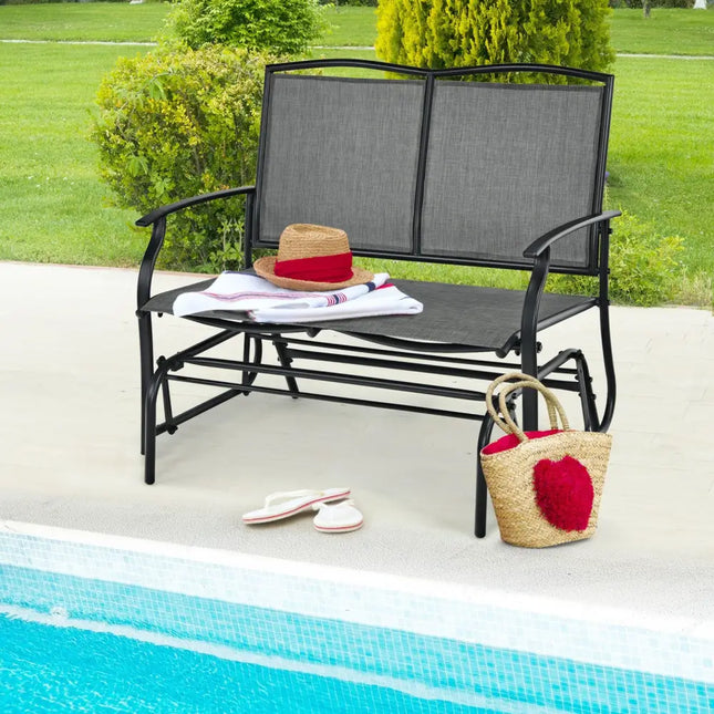 Iron Patio Rocking Chair for Outdoor Backyard and Lawn-Gray - Gray - Patio Rocking Chairs & Gliders