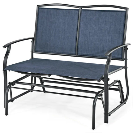 Iron Patio Rocking Chair for Outdoor Backyard and Lawn-Navy - Navy - Patio Rocking Chairs & Gliders