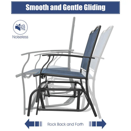 Iron Patio Rocking Chair for Outdoor Backyard and Lawn-Navy - Navy - Patio Rocking Chairs & Gliders