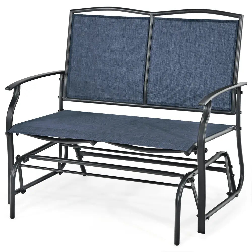 Iron Patio Rocking Chair for Outdoor Backyard and Lawn-Navy - Navy - Patio Rocking Chairs & Gliders
