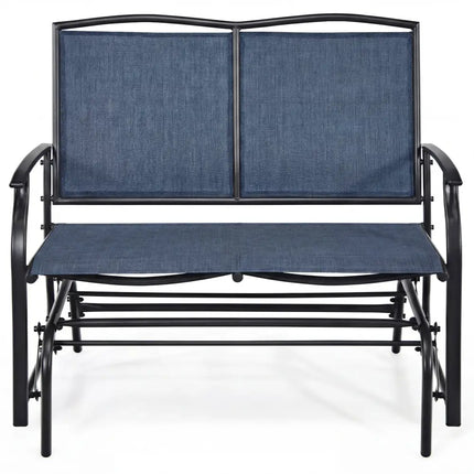 Iron Patio Rocking Chair for Outdoor Backyard and Lawn-Navy - Navy - Patio Rocking Chairs & Gliders