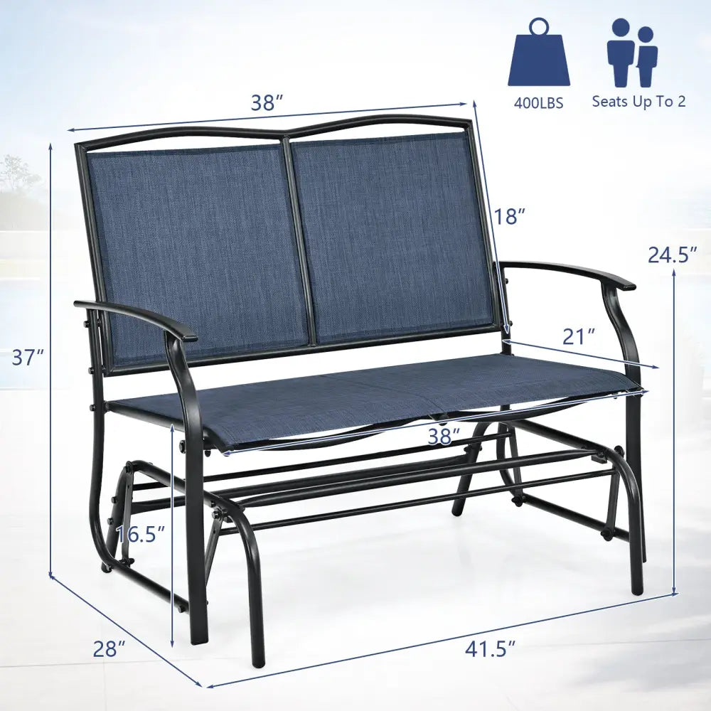 Iron Patio Rocking Chair for Outdoor Backyard and Lawn-Navy - Navy - Patio Rocking Chairs & Gliders
