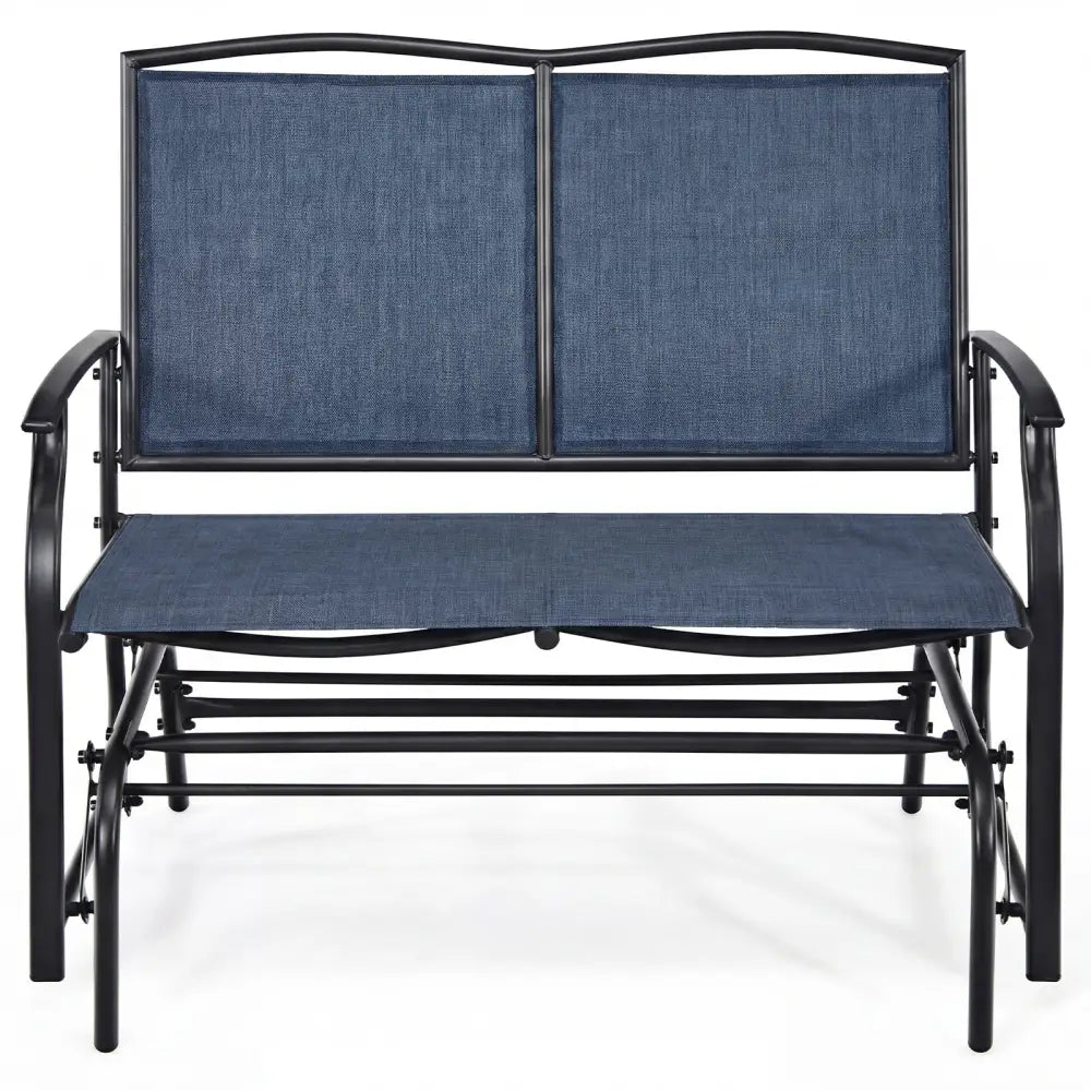 Iron Patio Rocking Chair for Outdoor Backyard and Lawn-Navy - Navy - Patio Rocking Chairs & Gliders