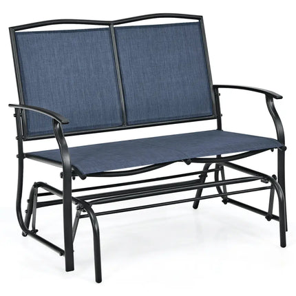 Iron Patio Rocking Chair for Outdoor Backyard and Lawn-Navy - Navy - Patio Rocking Chairs & Gliders