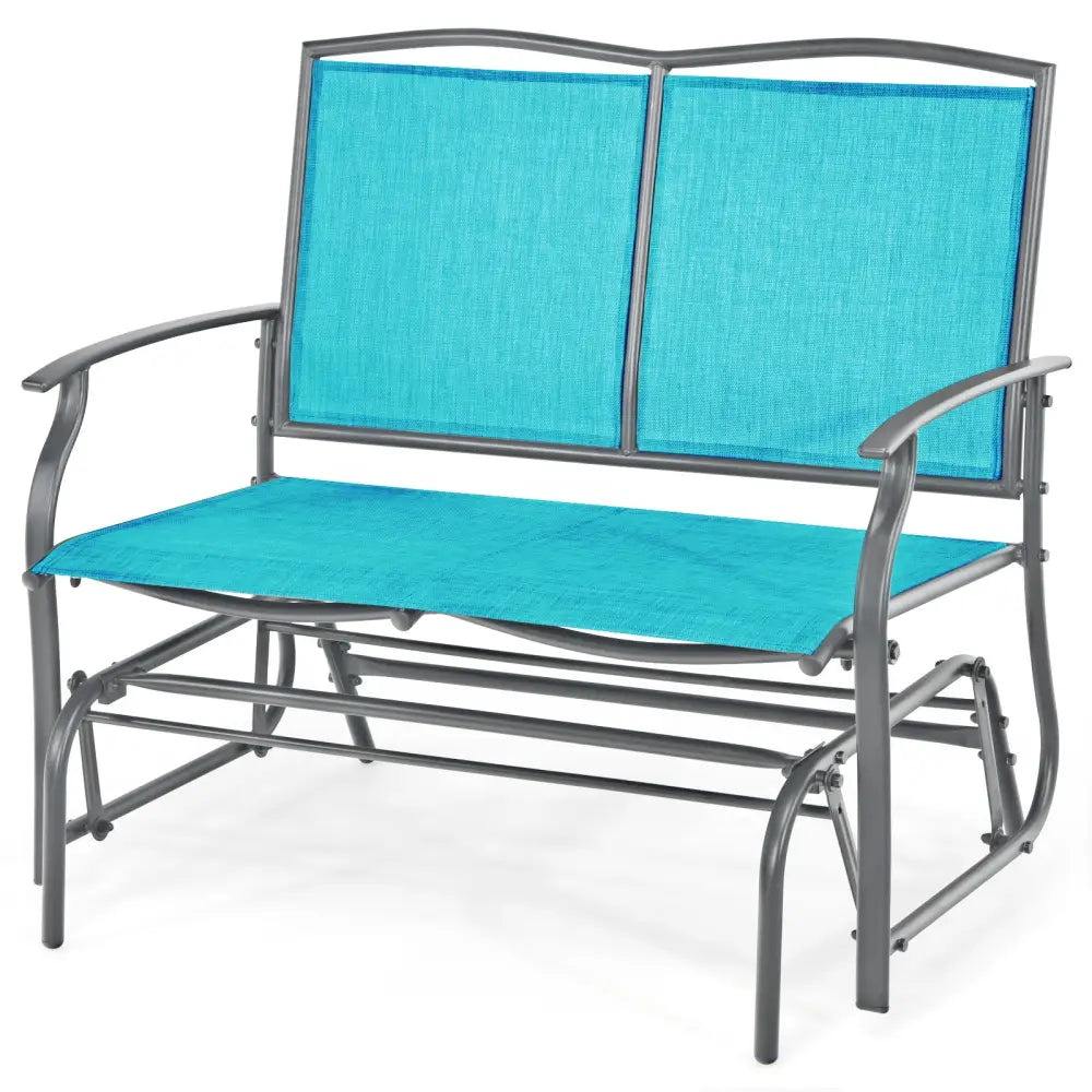 Iron Patio Rocking Chair for Outdoor Backyard-Turquoise - Turquoise - Patio Rocking Chairs & Gliders