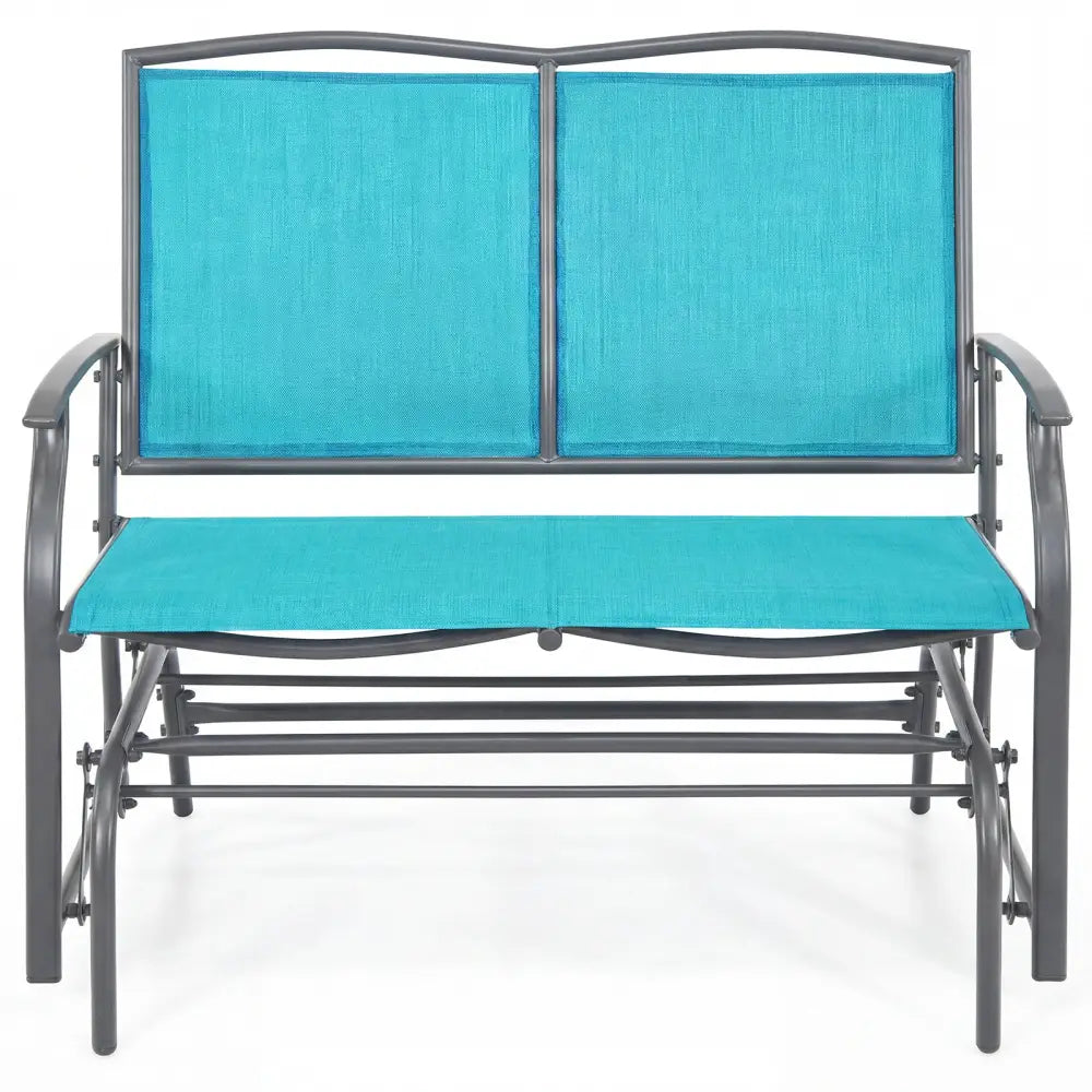 Iron Patio Rocking Chair for Outdoor Backyard-Turquoise - Turquoise - Patio Rocking Chairs & Gliders