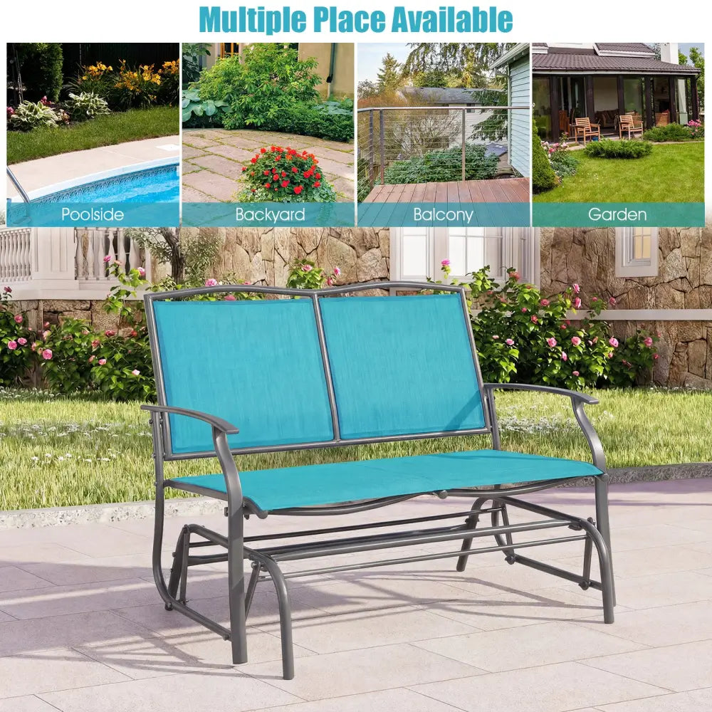 Iron Patio Rocking Chair for Outdoor Backyard-Turquoise - Turquoise - Patio Rocking Chairs & Gliders