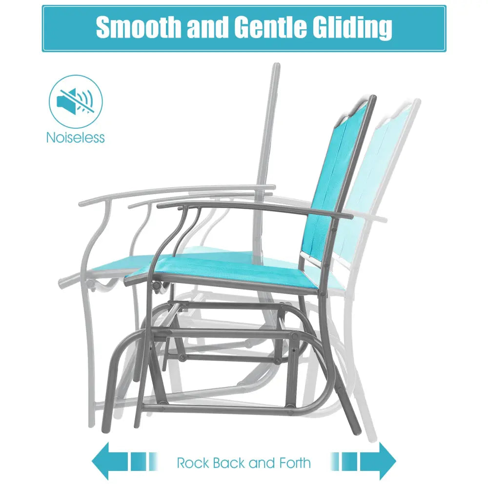 Iron Patio Rocking Chair for Outdoor Backyard-Turquoise - Turquoise - Patio Rocking Chairs & Gliders