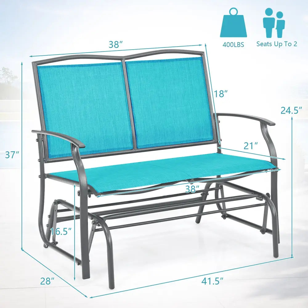 Iron Patio Rocking Chair for Outdoor Backyard-Turquoise - Turquoise - Patio Rocking Chairs & Gliders