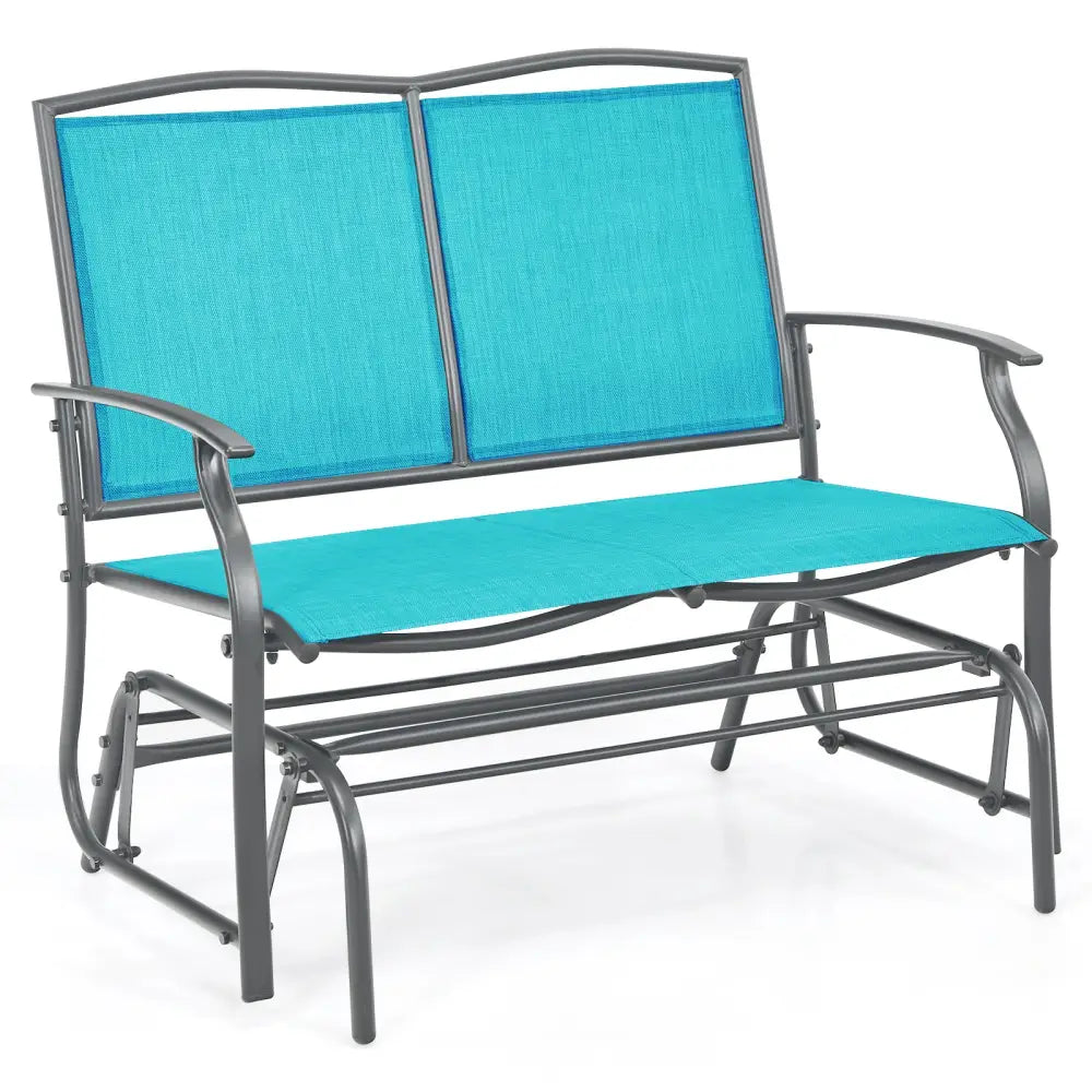 Iron Patio Rocking Chair for Outdoor Backyard-Turquoise - Turquoise - Patio Rocking Chairs & Gliders
