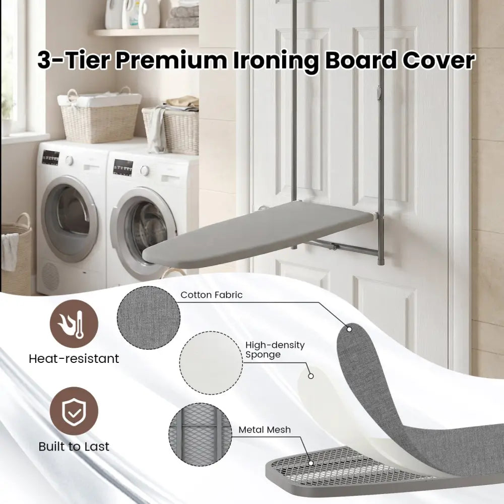 Ironing Board Space-Saving Metal Hanging Ironing Board-Gray - Gray - Dryers