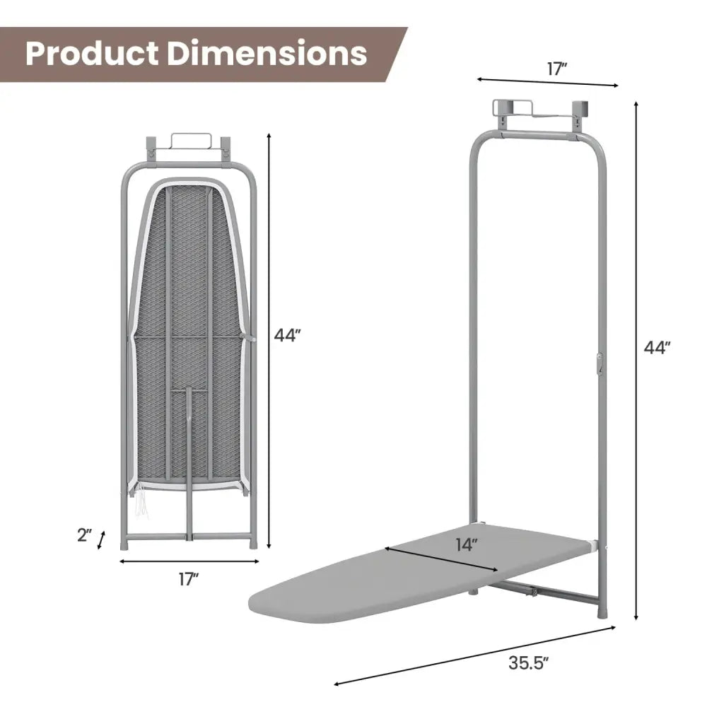 Ironing Board Space-Saving Metal Hanging Ironing Board-Gray - Gray - Dryers
