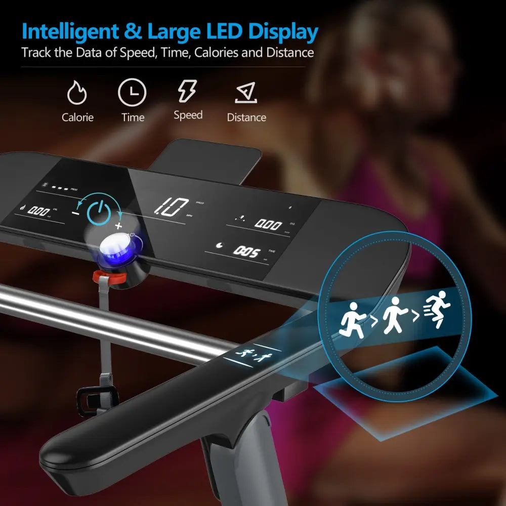 Italian Designed Folding Treadmill for Home - Black - Treadmills