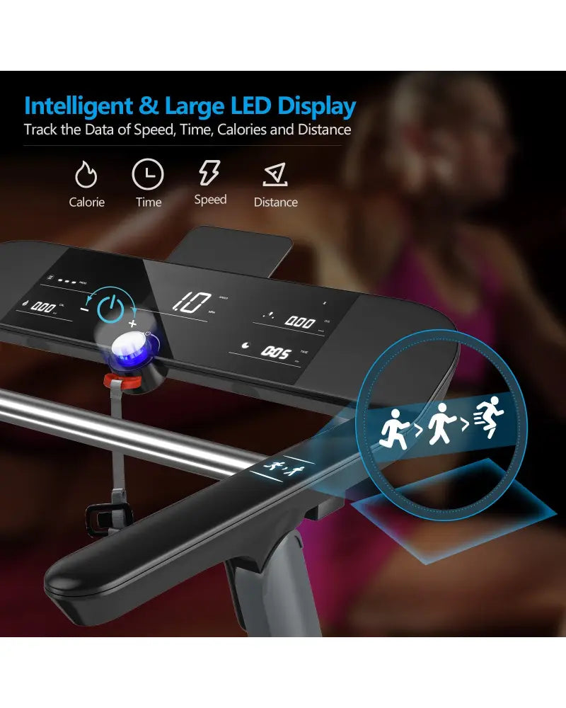 Italian Designed Folding Treadmill for Home - Black - Treadmills