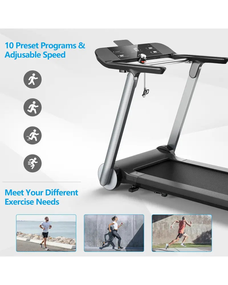 Italian Designed Folding Treadmill for Home - Black - Treadmills