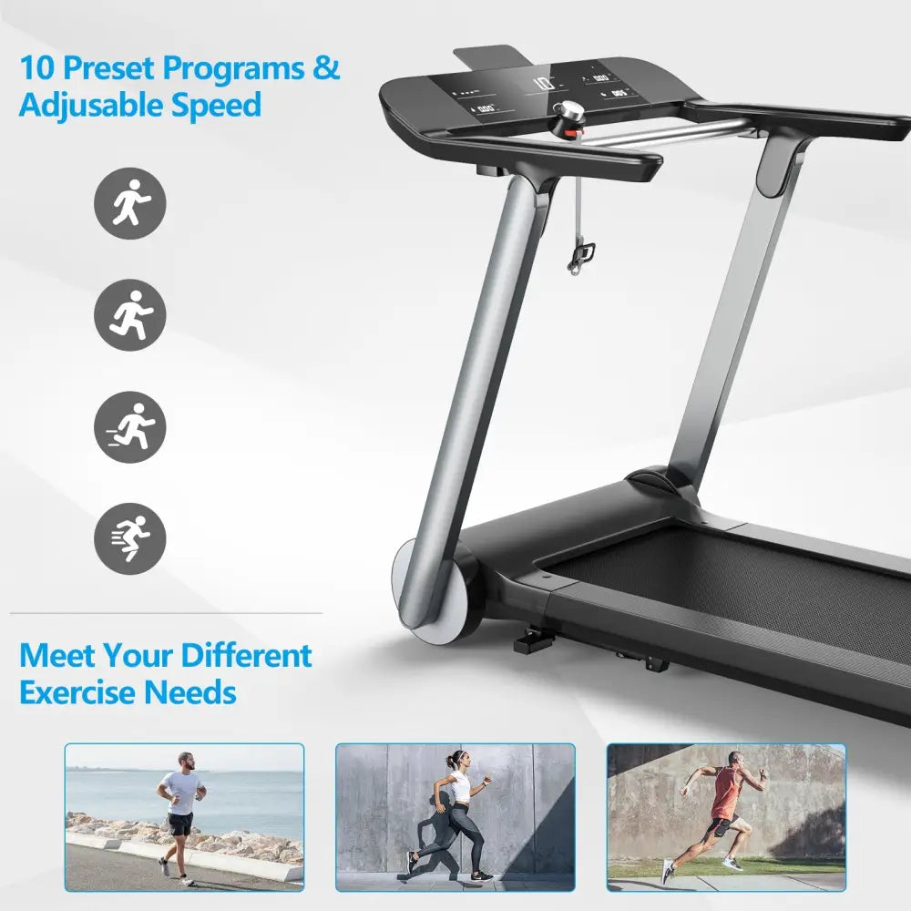 Italian Designed Folding Treadmill for Home - Black - Treadmills