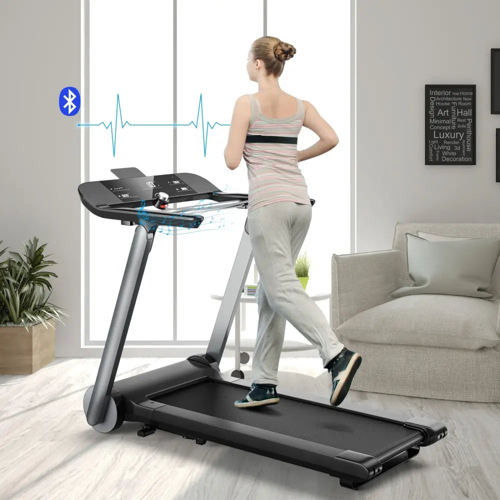 Italian Designed Folding Treadmill for Home - Black - Treadmills