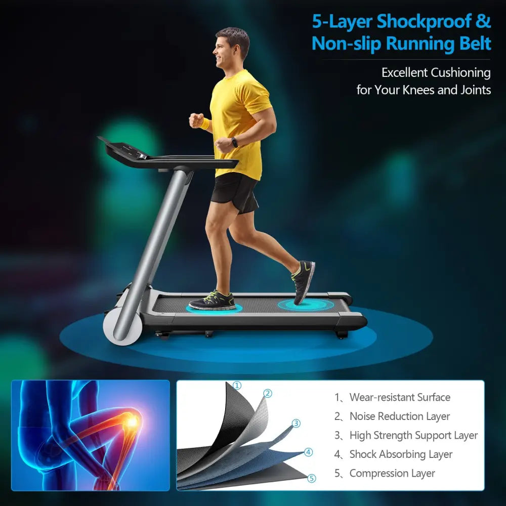 Italian Designed Folding Treadmill for Home - Black - Treadmills