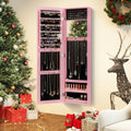 Jewelry Cabinet Wall or Door Mounted Jewelry Armoire Modern Hanging Jewelry Organizer-Pink - Pink - Jewelry Armoires