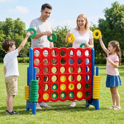 Jumbo 4 in a Row Game Set with 42 Chess Pieces 4-to-Score Giant Game Set-Red - Red - Lawn Games