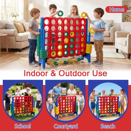 Jumbo 4 in a Row Game Set with 42 Chess Pieces 4-to-Score Giant Game Set-Red - Red - Lawn Games