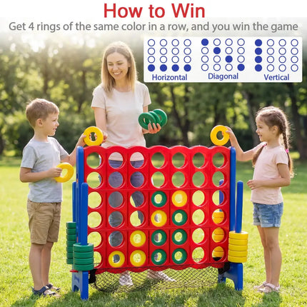 Jumbo 4 in a Row Game Set with 42 Chess Pieces 4-to-Score Giant Game Set-Red - Red - Lawn Games