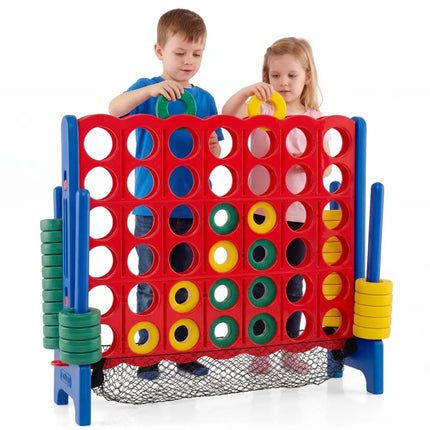 Jumbo 4 in a Row Game Set with 42 Chess Pieces 4-to-Score Giant Game Set-Red - Red - Lawn Games
